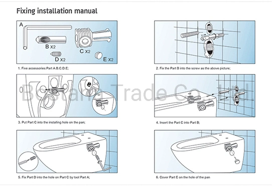 CE Wall Hung Ceramic Two Piece Bathroom P-Trap Toilet for Adult Sanitary Ware