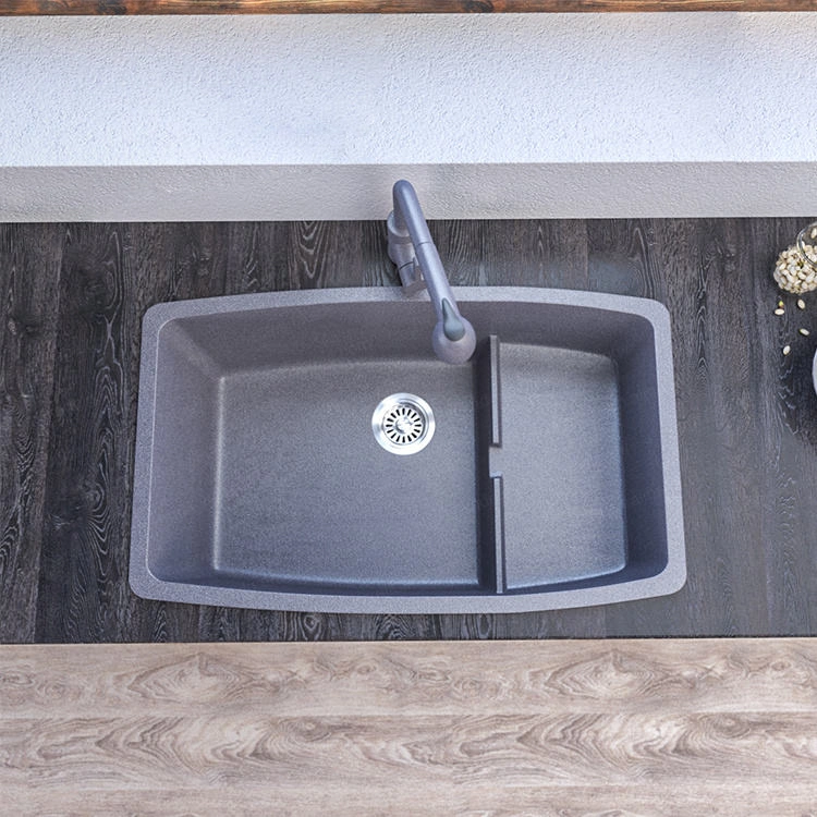High Quality Kitchen Double Washing Basin Large Composite Quartz Stone Kitchen Sink