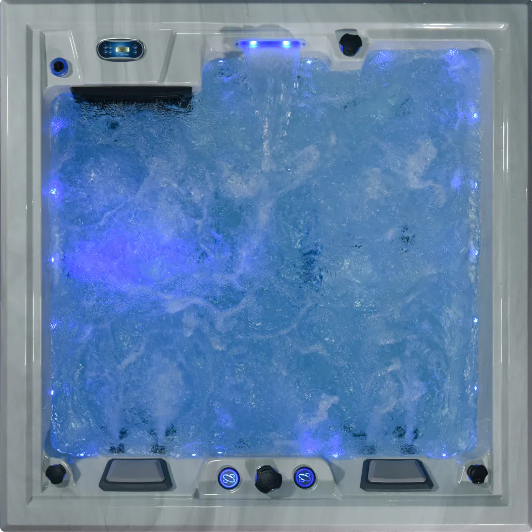 New Square Acrylic 3 4 Person Bathroom Hydro Air Massage Big Hot Bath Tub SPA Jacuzzi Outdoor Bathtub