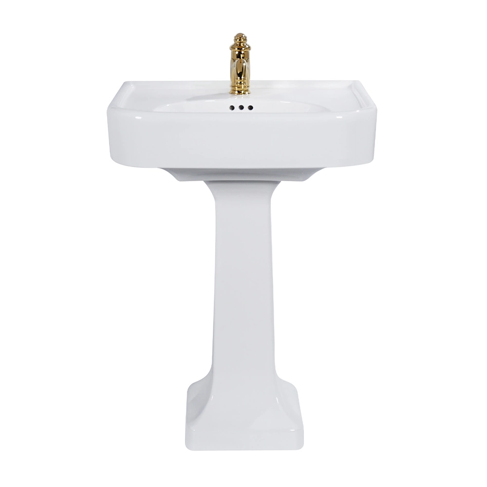 Bathroom Hot Selling Vintage Style White Vitreous China Porcelain Victorian Style Classic Design Cabinet Freestanding Pedestal Sink