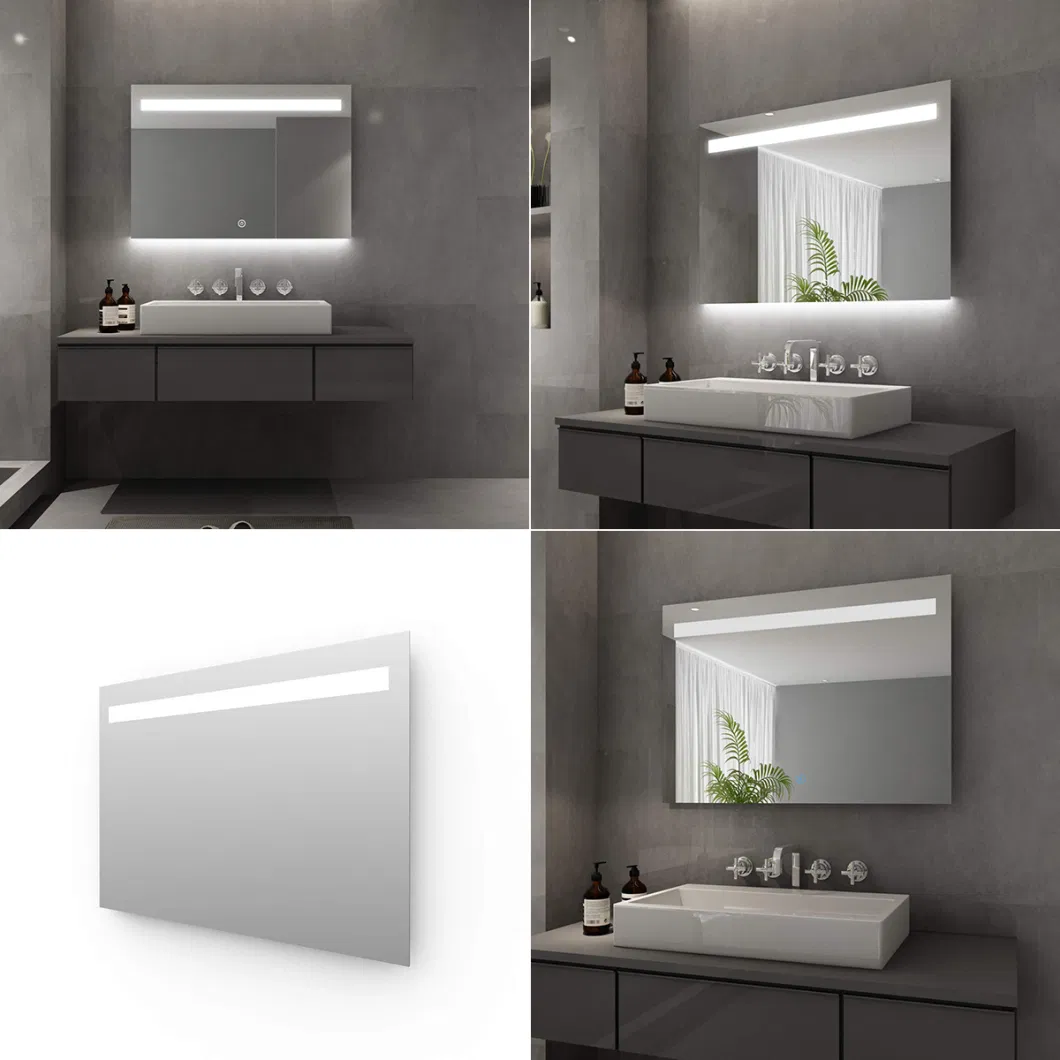 Wholesale Luxury Home Decorative Smart Mirror Wash Basin Cabinet LED Bathroom Backlit Wall Glass Vanity Mirror