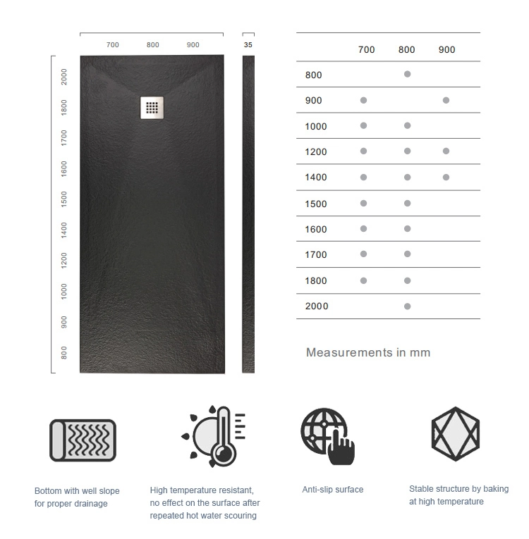 Rectangular Bathroom Artificial Stone Shower Tray