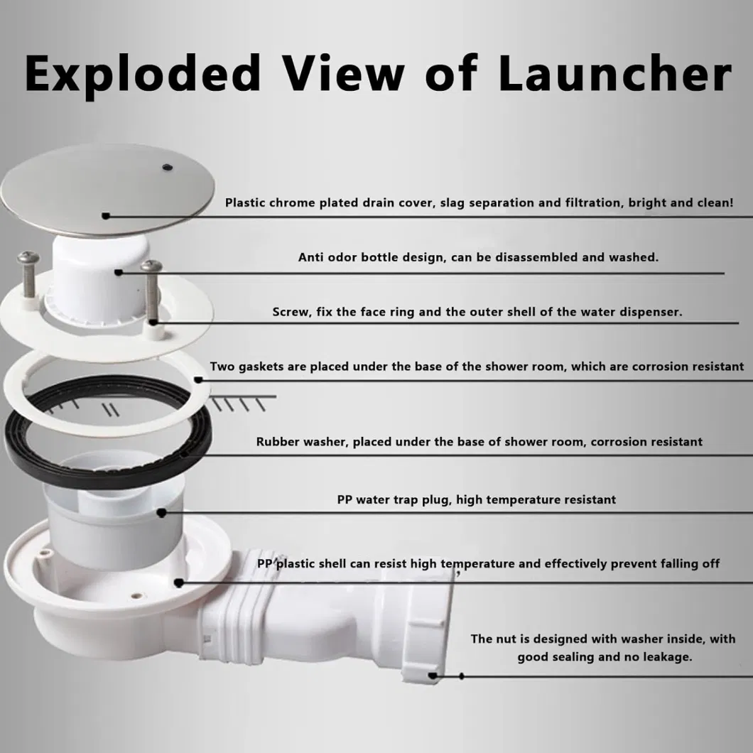 Low Profile Shower Drain Water Flow Chrome Plated ABS Shower Tray Drain