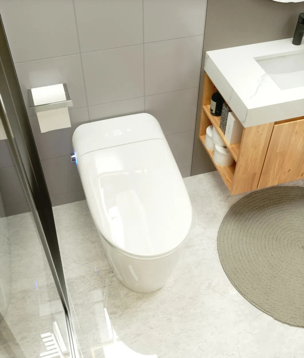 Intelligent Toilet Foot Automatic Sensor Electronic Flush Smart Toilet with Bidet