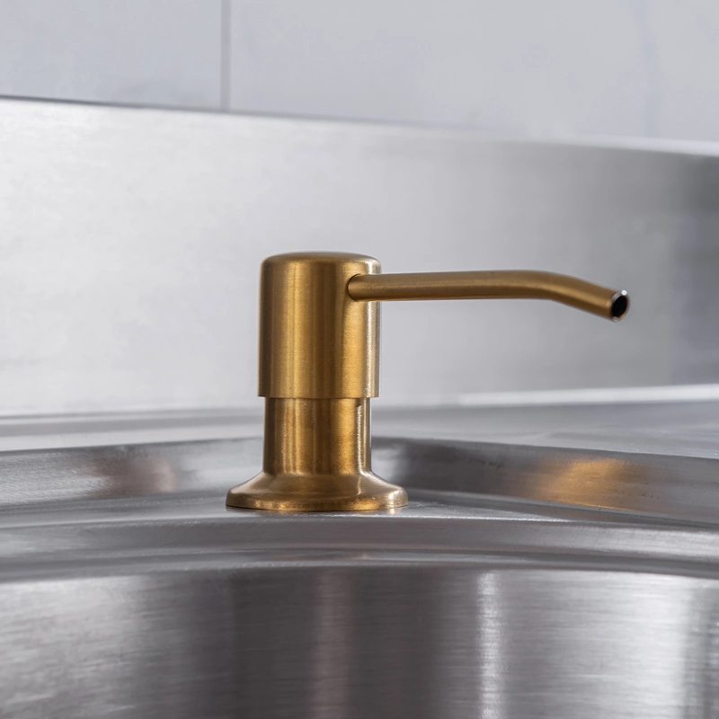 Stainless Gold Press Head Soap Dispenser for Kitchen Bathroom Sink