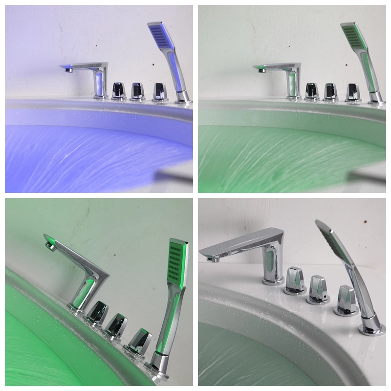 Kingkonree with Colorful LED Light Air Jet Freestanding Massage Bathtub