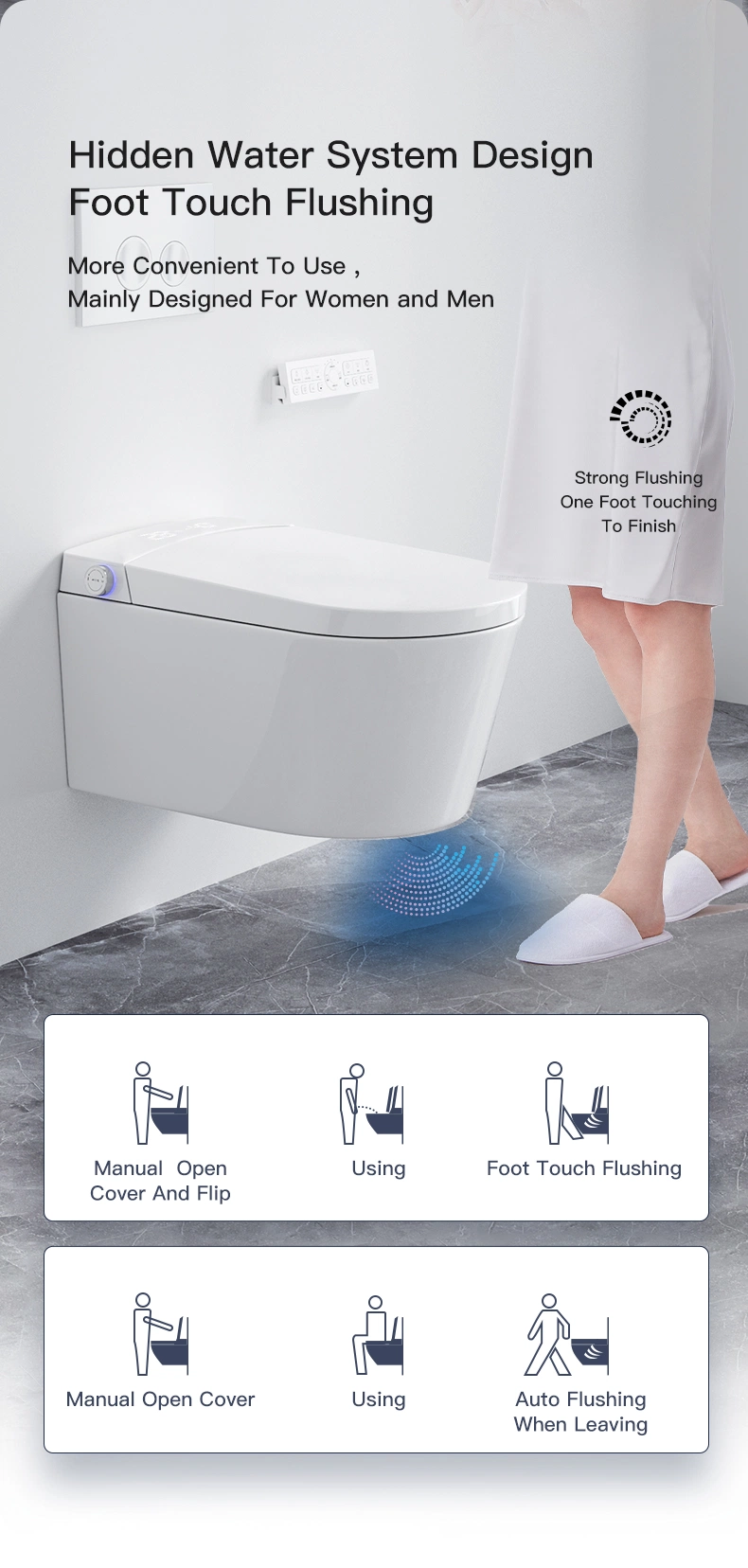 Easy Clean Wc Inodoro Water Saving Wall Hung Toilet Smart Toilet