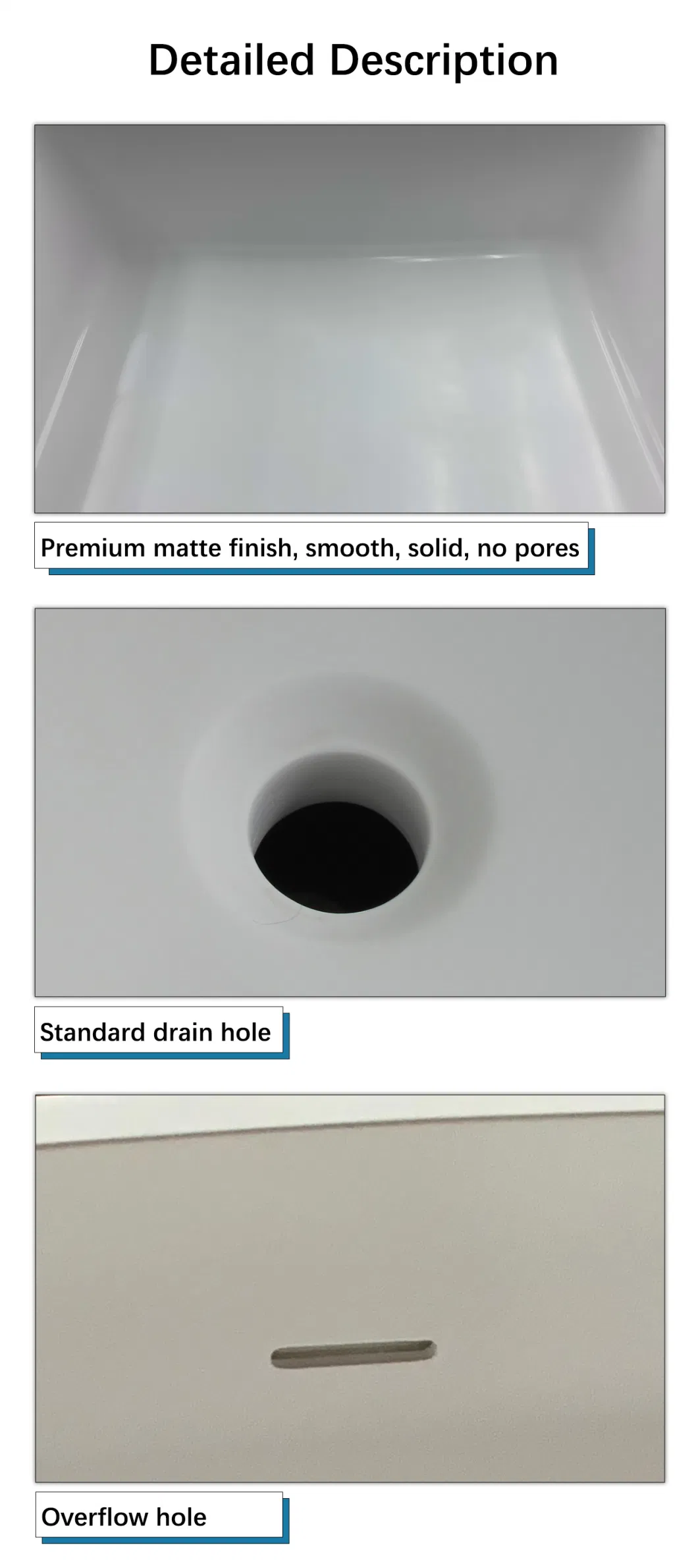 White Solid Surface Stone Resin Kitchen Sink