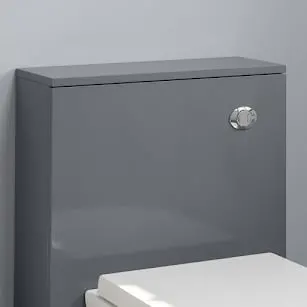 600mm Bathroom Drawer Vanity Unit Basin Toilet Wc Concealed Cistern Gloss Grey