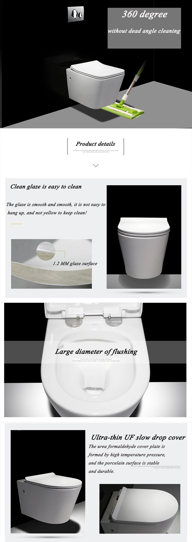 Guangdong Bathroom Factory Price Concealed Flush Tank Floor Mounted Easy Clean Glazed Toilet (BC-2380)