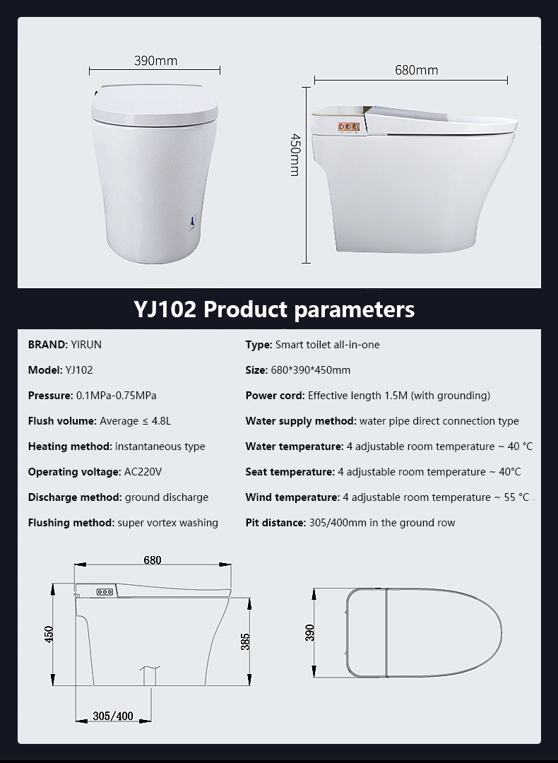 European Style Wc Smart Intelligent Toilet with Remote Control