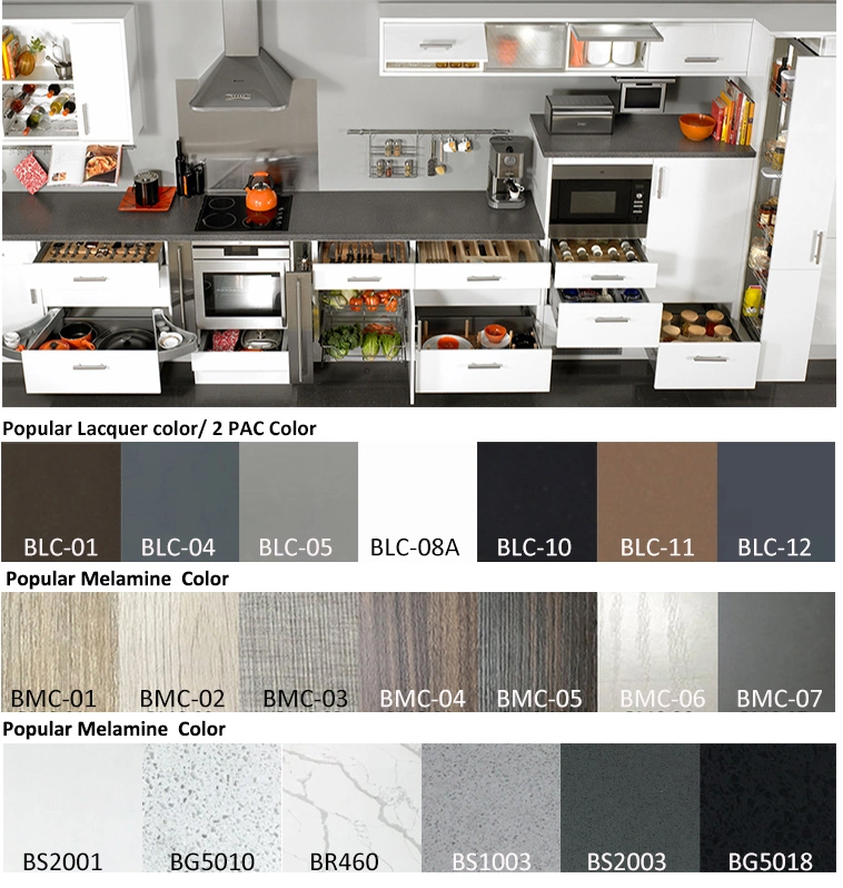 American Modern Style Lacquer Kitchen Products U Style with Sink and Countertop Kitchen Cabinets Furniture