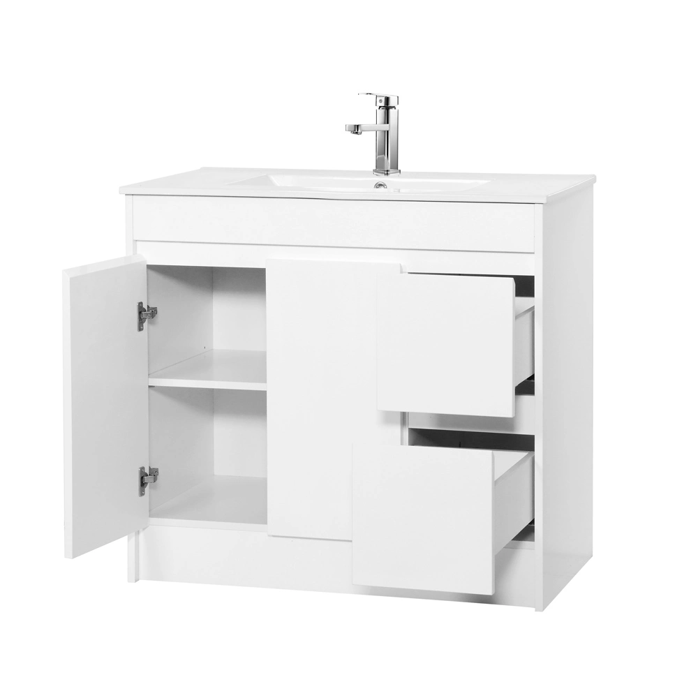 Freestanding 900 mm Finger Pull Whitebasin Sink Bathroom Vanity Unit