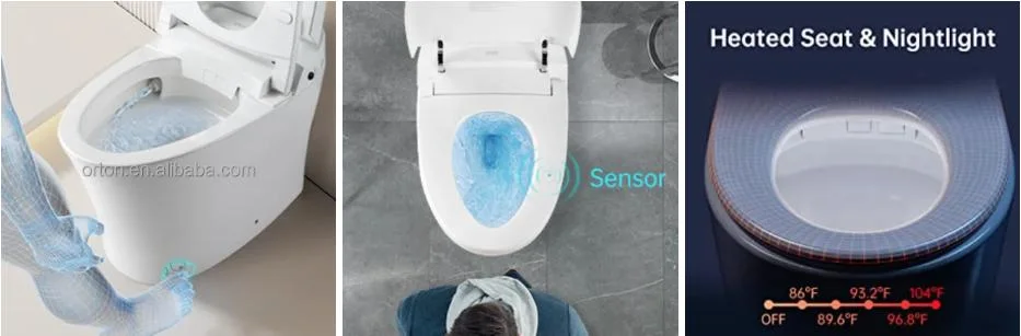 Ortonbaths One Piece Intelligent Elongated Toilet with Remote Control-Warm Water Sprayer Dryer, Auto Flushing One Piece Toilet