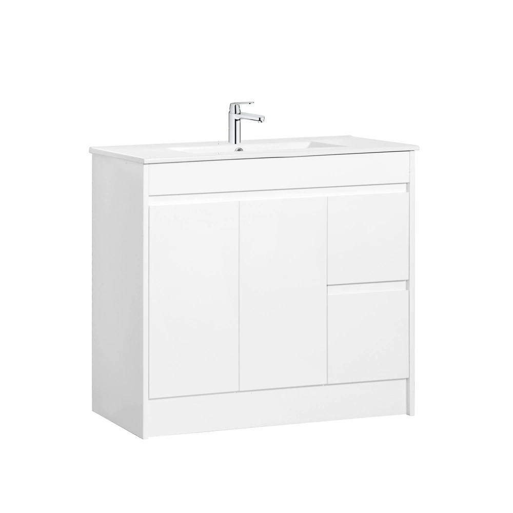 Freestanding 900 mm Finger Pull Whitebasin Sink Bathroom Vanity Unit