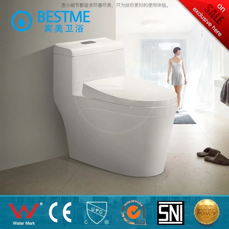 Foshan Bestme Brand One Piece Soft Close Cover White Glazed Easy Clean Ceramic Toilet (BC-1313)