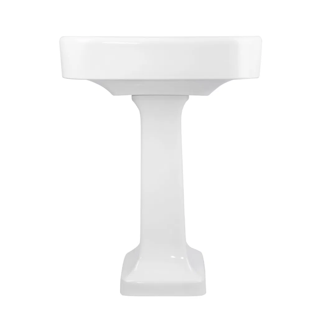 Bathroom Hot Selling Vintage Style White Vitreous China Porcelain Victorian Style Classic Design Cabinet Freestanding Pedestal Sink