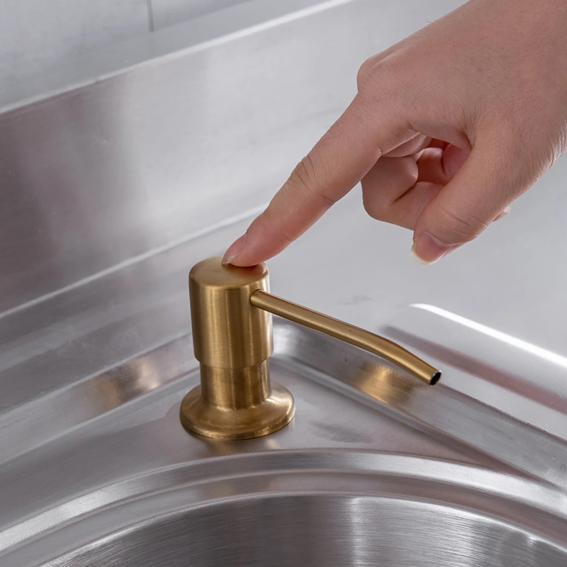 Stainless Gold Press Head Soap Dispenser for Kitchen Bathroom Sink