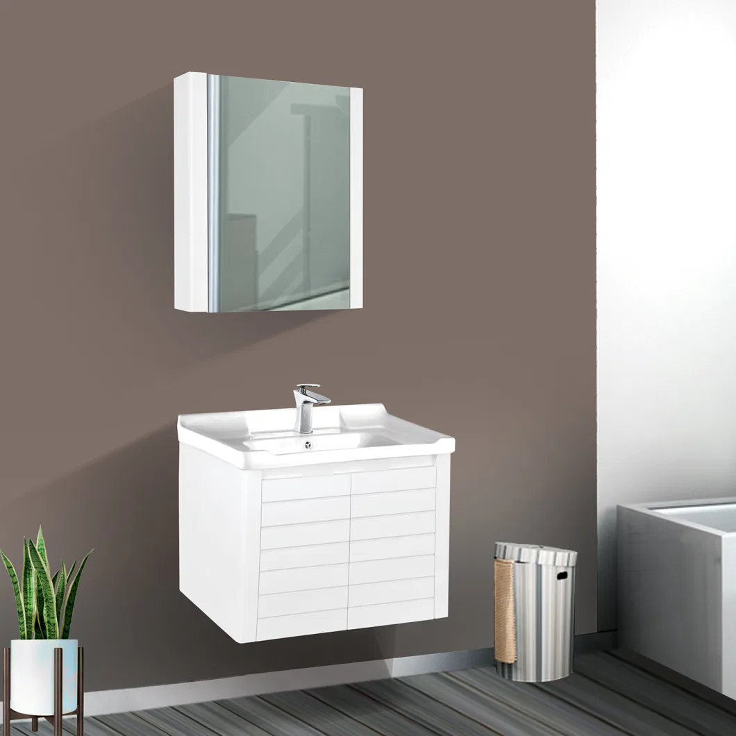 White PVC Bathroom Furniture with Mirror Cabinrt