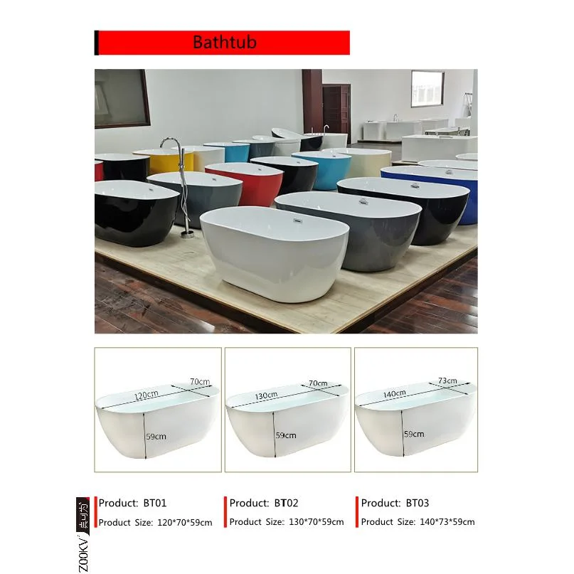 160cm Modern Soaking Acrylic Tub Shower Freestanding Acrylic Bathtub