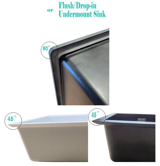 Modern Design High Performance Composite Black Granitequartz Kitchen Sink with Drainboard