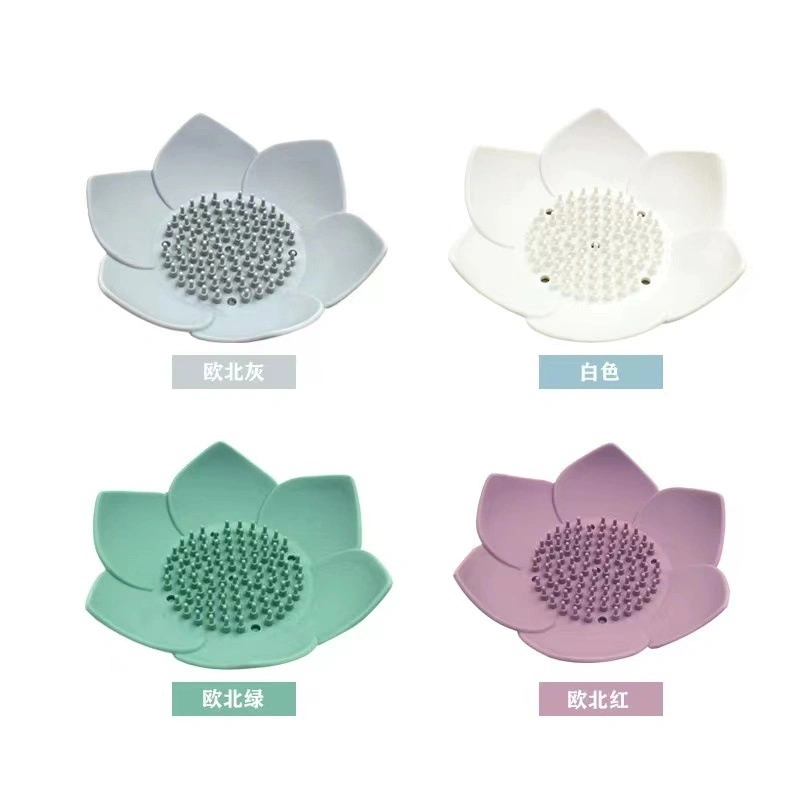 for Bathroom Shower Accessory Lotus Flowers Soap Dish Silicon Soap Holder Non-Slip Flexible Soap Tray