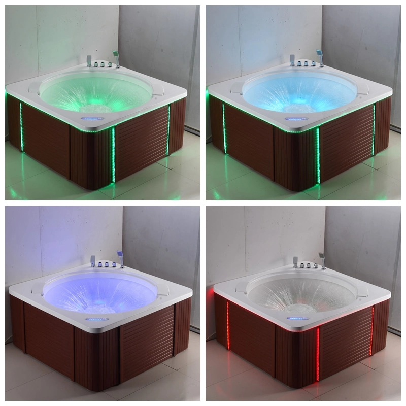 Kingkonree with Colorful LED Light Air Jet Freestanding Massage Bathtub