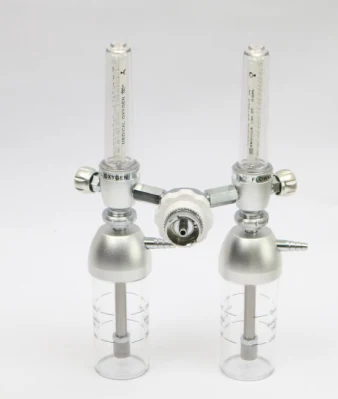 Hospital Wall Mounted Double Medical Oxygen Flowmeter with Humidifier and Bottle