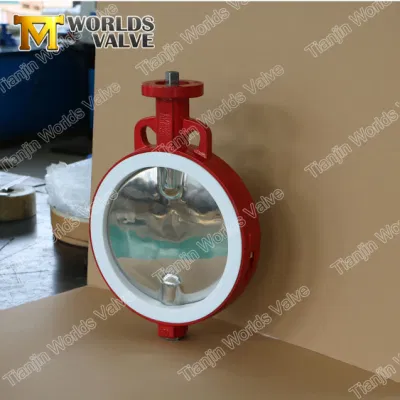 Ss/Di Body CF8m Polished Disc Wafer Water Gas Pressure Regulator Butterfly Valve with PTFE Seat Free Shaft Slim Disc for Food/Sanitary/Acid/Base/Alkali