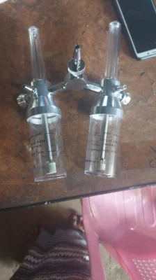 Hospital Wall Mounted Double Medical Oxygen Flowmeter with Humidifier and Bottle