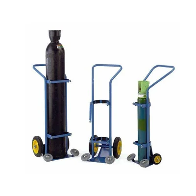 Hospital Medical Furniture Factory Wholesale 4 Wheels Double Bottle Hand Truck Double Oxygen Cylinder Trolley