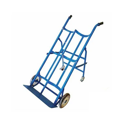 Hospital Medical Furniture Factory Wholesale 4 Wheels Double Bottle Hand Truck Double Oxygen Cylinder Trolley