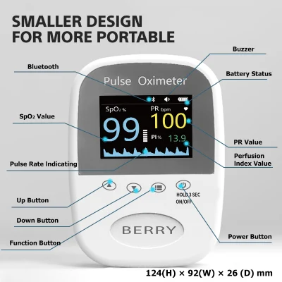Berry Bm1000A Bluetooth Portable Handheld Fingertip Pulse Oximeter for Neonate/Child/Adult Sensor