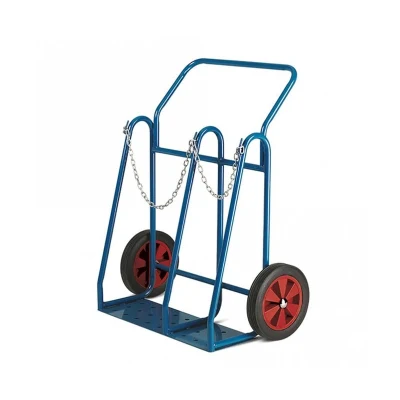 Hospital Medical Furniture Factory Wholesale 4 Wheels Double Bottle Hand Truck Double Oxygen Cylinder Trolley