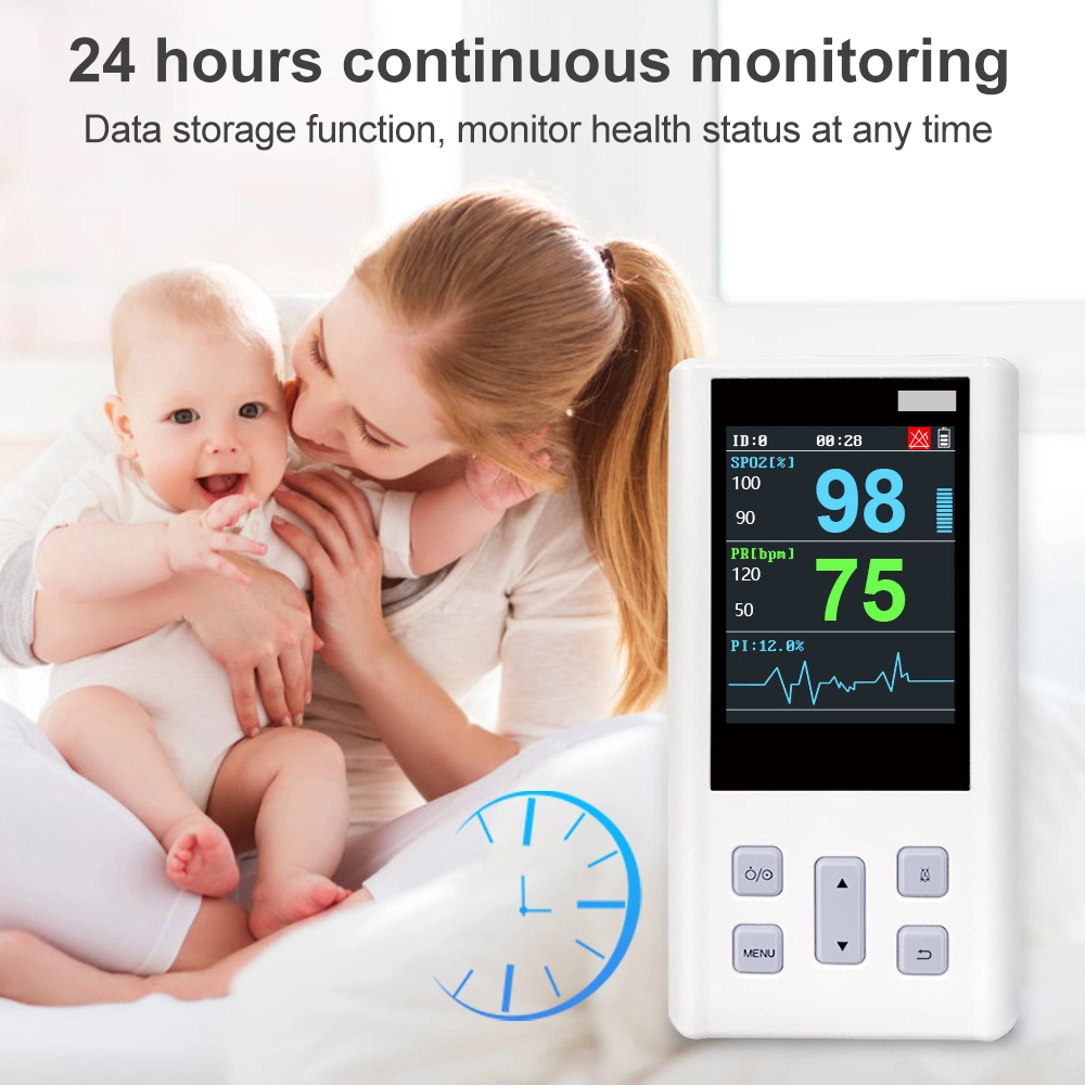 Portable Handheld Oxygen Instrument Fingertip Pulse Monitor for Adult, Child, Neonate