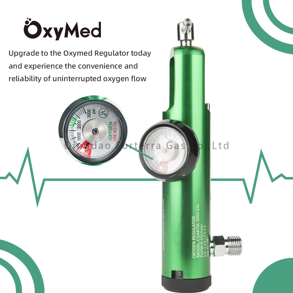 Medical Use Oxygen Gas Cylinder Regulator Diss 15L Air Pressure Regulator with Cga870 Connector