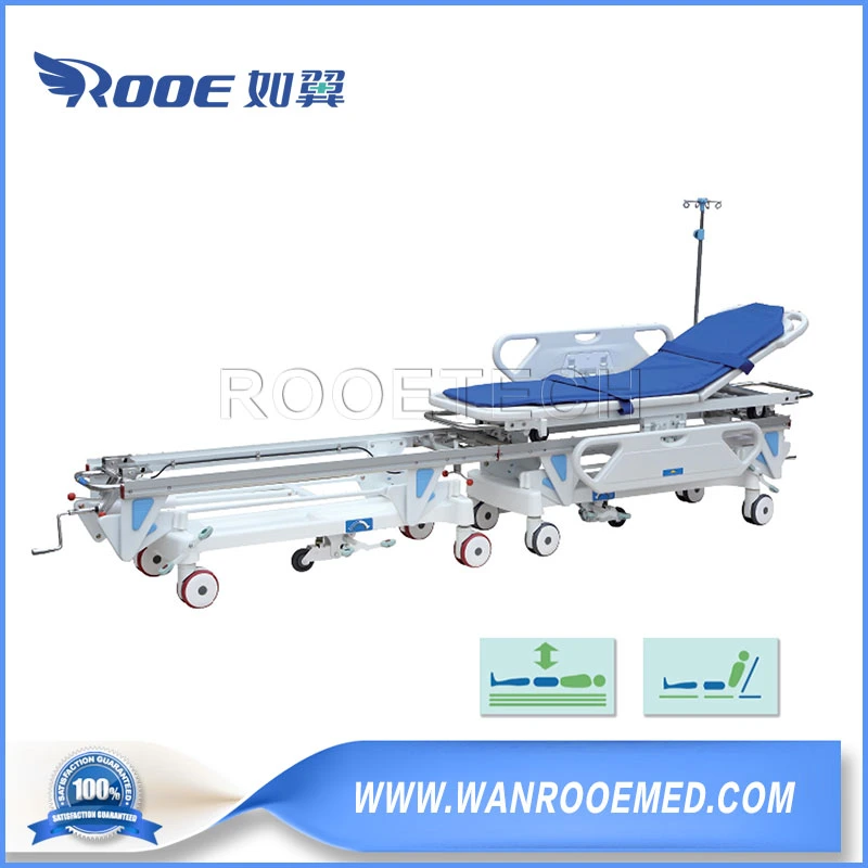 Bd26A Hospital Ot Connection Typle Gas Spring Ajustable Patient Transfer Stretcher Trolley with a Fifth Wheel