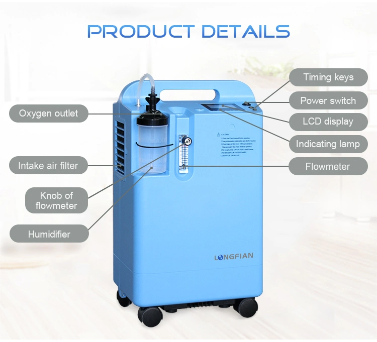 Longfian Medical 5liter Oxygen Concentrator Portable Home Care Equipment