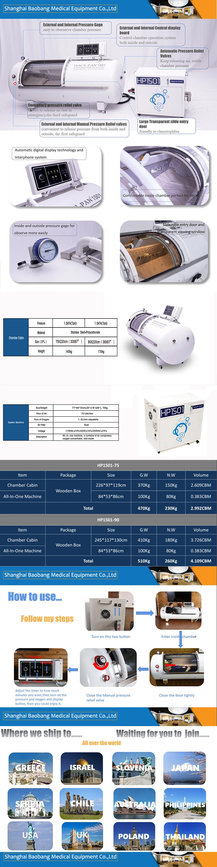 1.5ATA Hyperbaric Oxygen Chamber Manufacturer in China