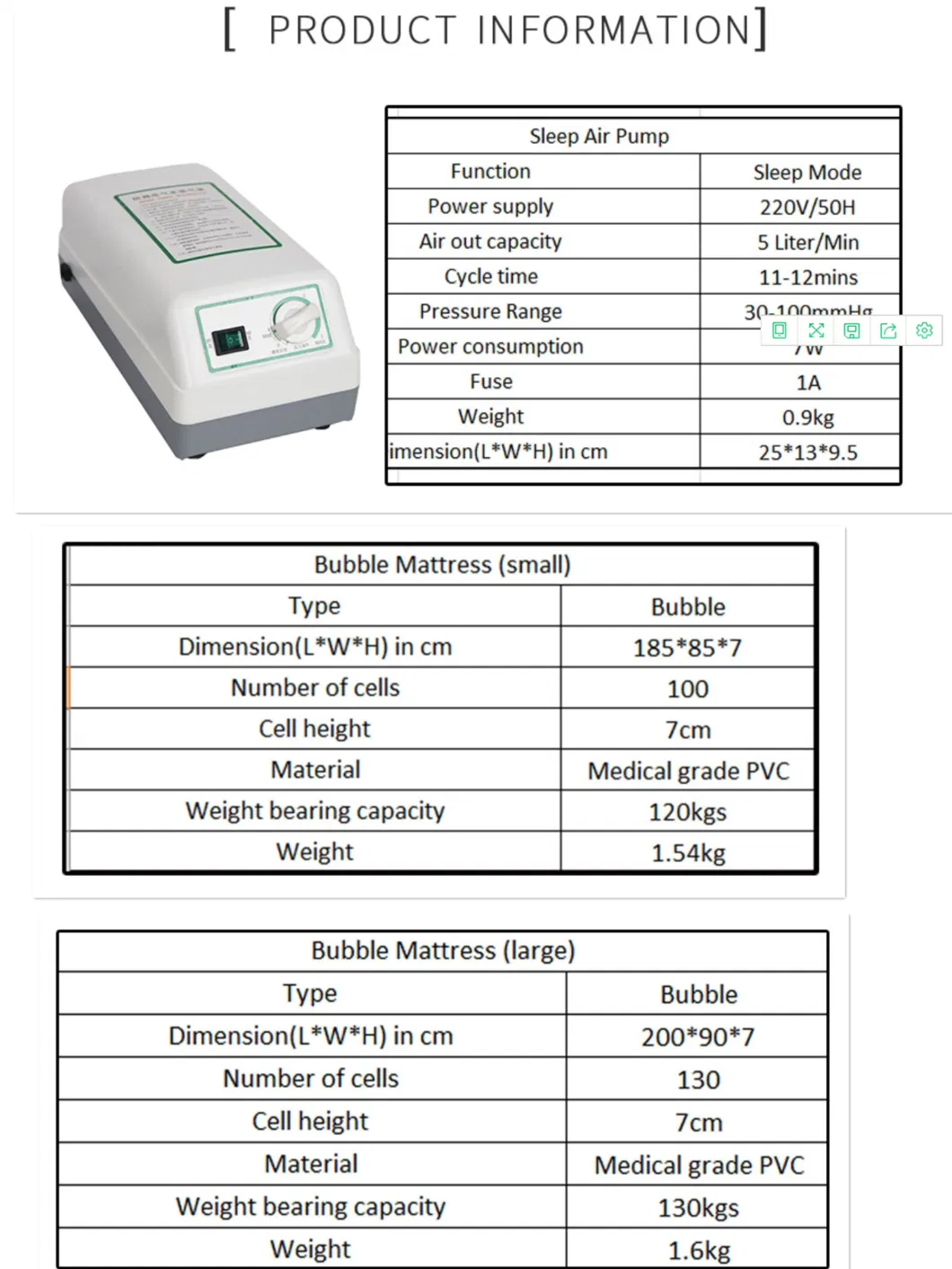 Hot Sell Inflatable Medical Anti Bedsore Hospital Bed Alternating Pressure Air Mattress with Pump