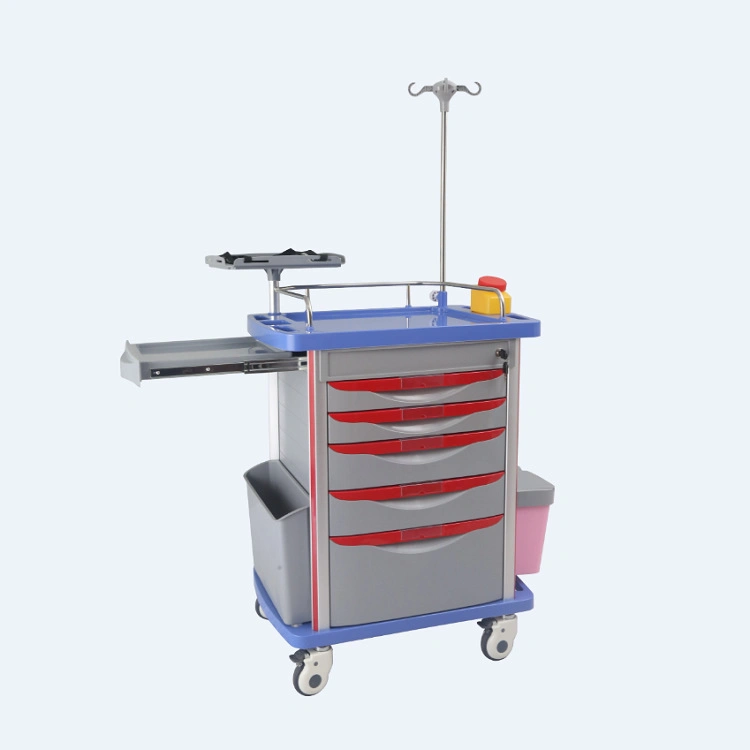 Hospital ABS with Shelves Drawer Anesthesia Nursing Trolley Medical Mobile Medicine Cart