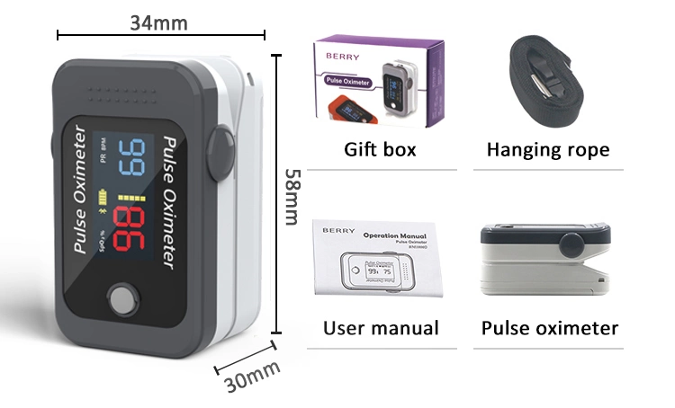 Berry Finger Pulse Oximeter Portable SpO2 Oxygen Saturation Heart Rate Meter FDA CE