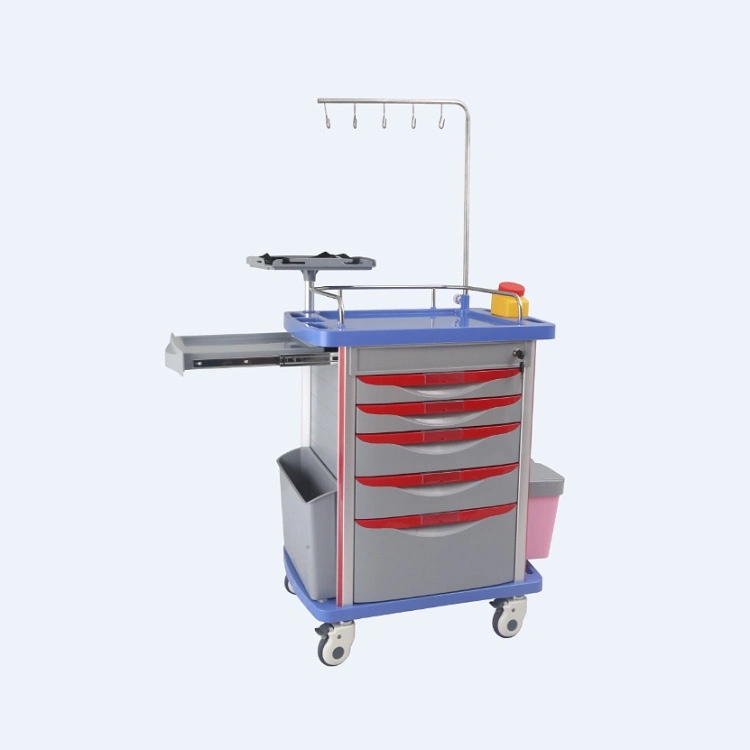 Hot Selling Hospital ABS with Drawers Medical Trolley Emergency Nursing Cart