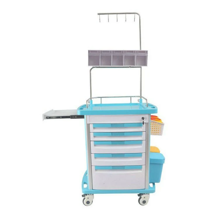 Manufacturer Emergency Trolley Hospital ABS Crash Cart with Drawers Medical Emergency Trolley