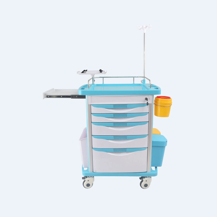 Hot Selling Hospital ABS with Drawers Medical Trolley Emergency Nursing Cart
