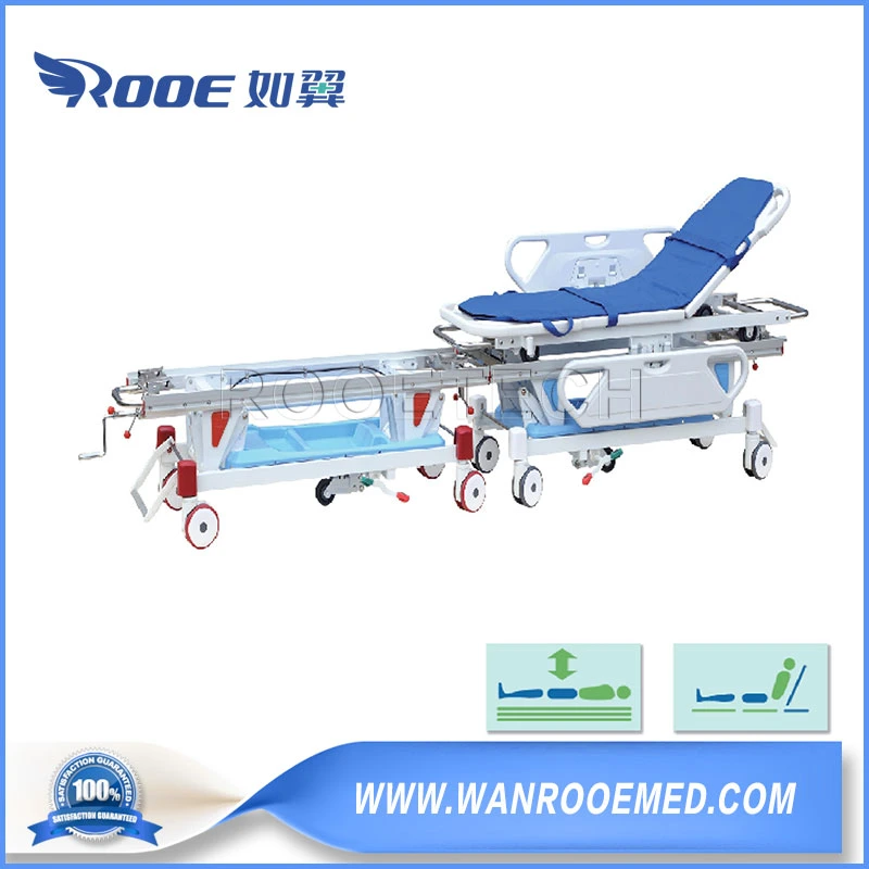 Bd26A Hospital Ot Connection Typle Gas Spring Ajustable Patient Transfer Stretcher Trolley with a Fifth Wheel