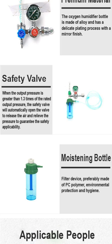 Oxygen Pressure Gas Regulator G5/8&quot; Inhalator O2 Pressure Reducer Valve Oxygen Flowmeter with Humidifier Bottle