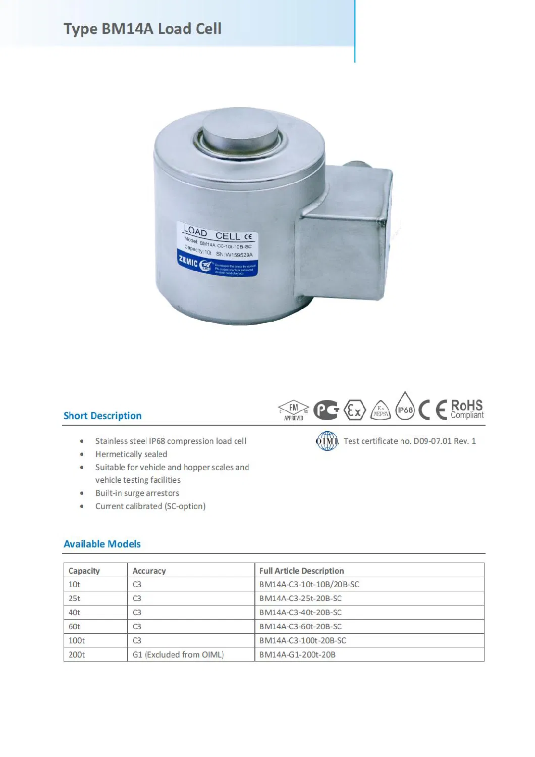 Zemic High Stable Piezoresistive Pressure Sensor with Silicon Oil Filled Technology