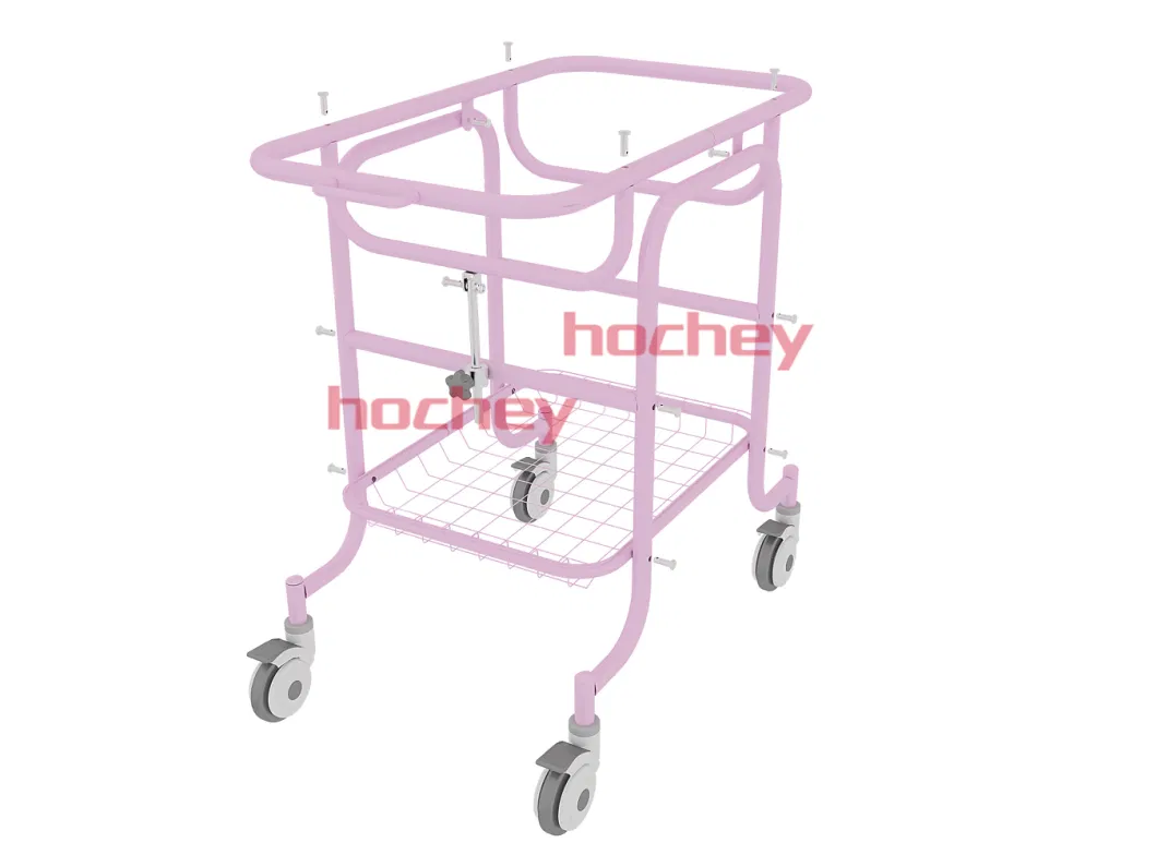 Factory Infant Hospital Metal Babies Clinic Medical Bed Trolley with Casters Manufacturers