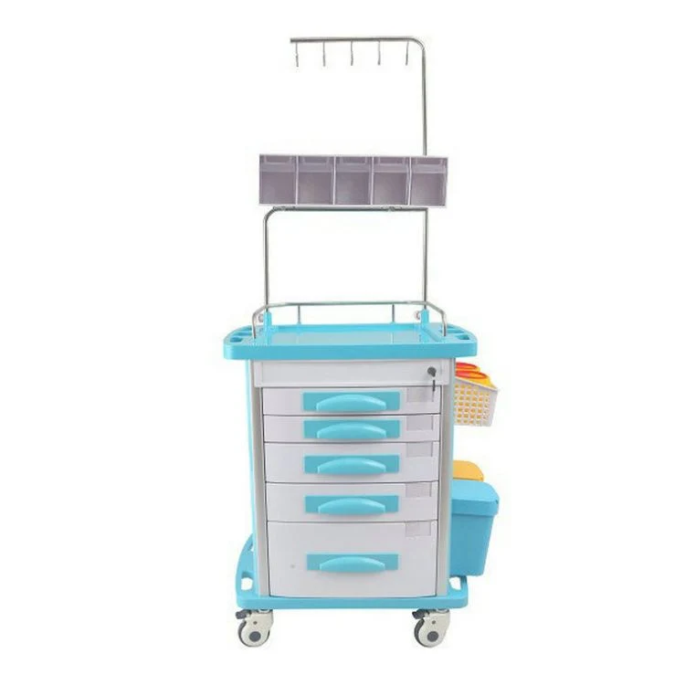 Manufacturer Emergency Trolley Hospital ABS Crash Cart with Drawers Medical Emergency Trolley